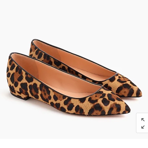 J.Crew pointed-toe flats in leopard calf hair